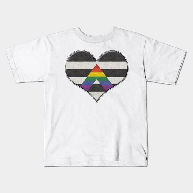 Large LGBT Ally Pride Flag Colored Heart with Ace Symbol Kids T-Shirt by LiveLoudGraphics